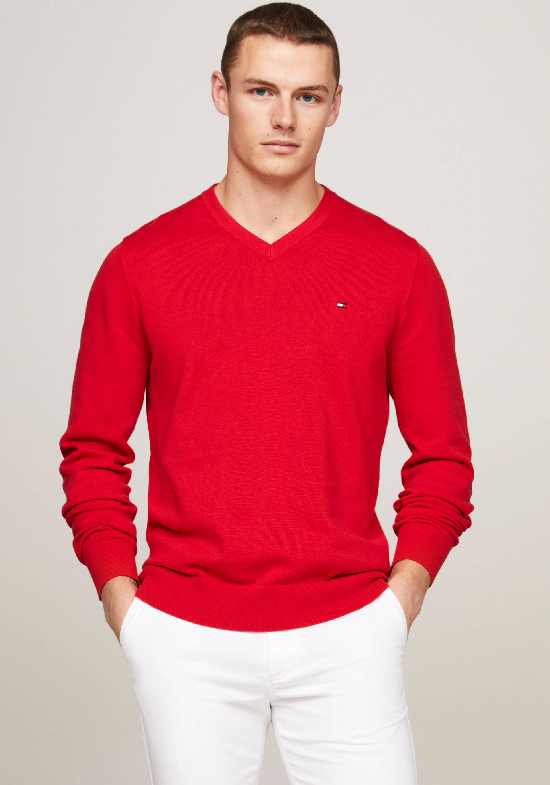 Tommy Hilfiger V-Ausschnitt-Pullover »CLASSIC COTTON V NECK« von Tommy Hilfiger