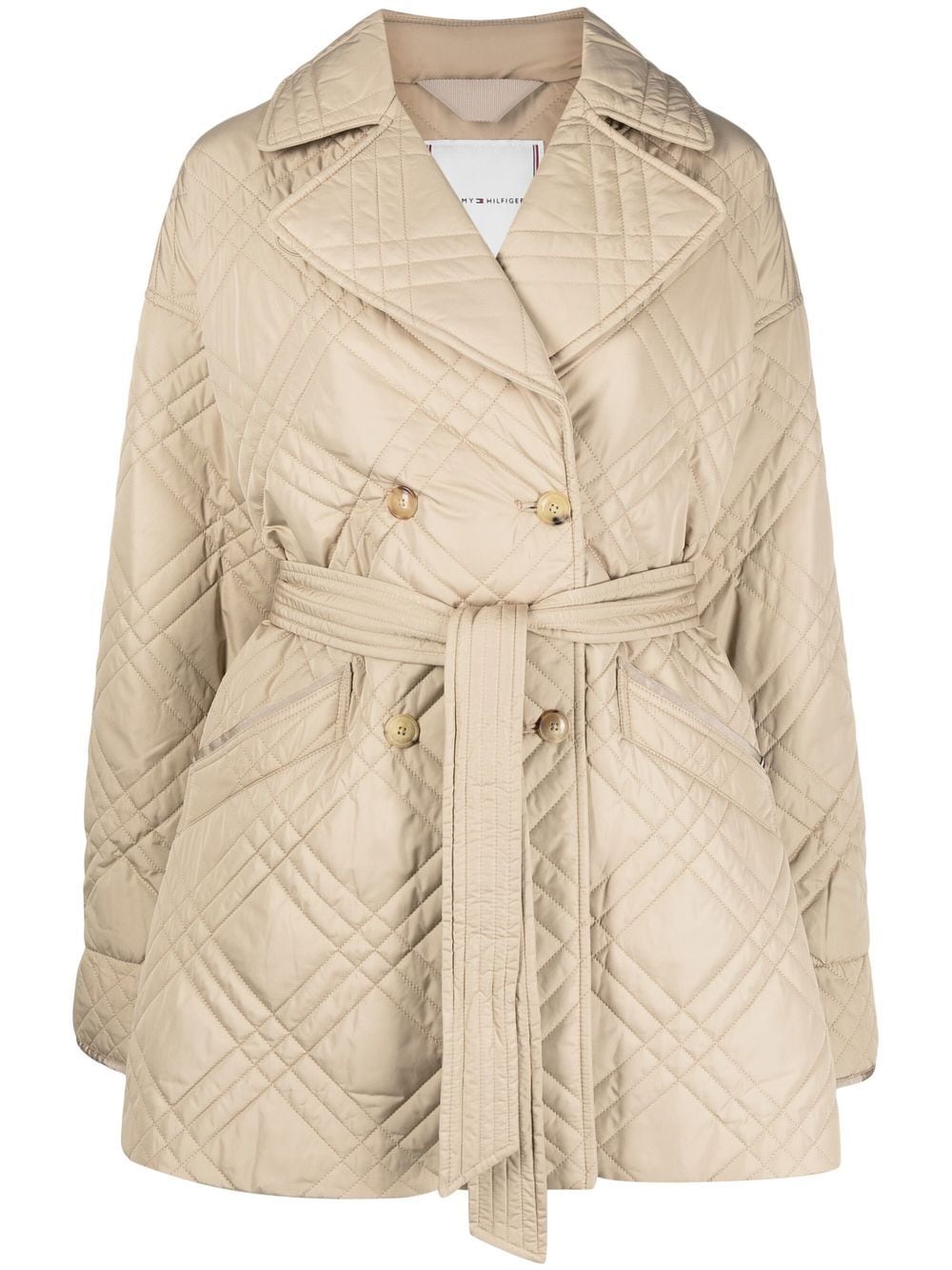 Tommy Hilfiger double-breasted quilted coat - Neutrals von Tommy Hilfiger