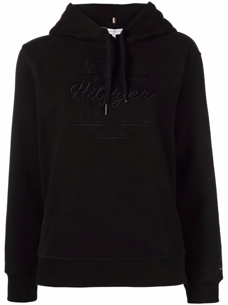 Tommy Hilfiger embroidered-logo cotton hoodie - Black von Tommy Hilfiger