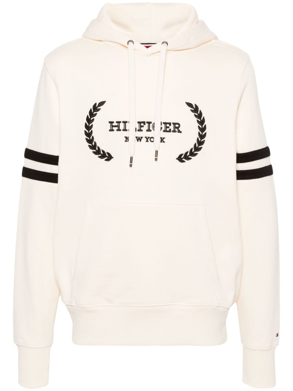 Tommy Hilfiger embroidered-logo cotton hoodie - Neutrals von Tommy Hilfiger