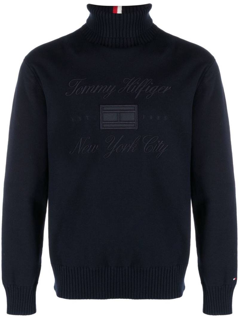 Tommy Hilfiger embroidered-logo knit jumper - Blue von Tommy Hilfiger