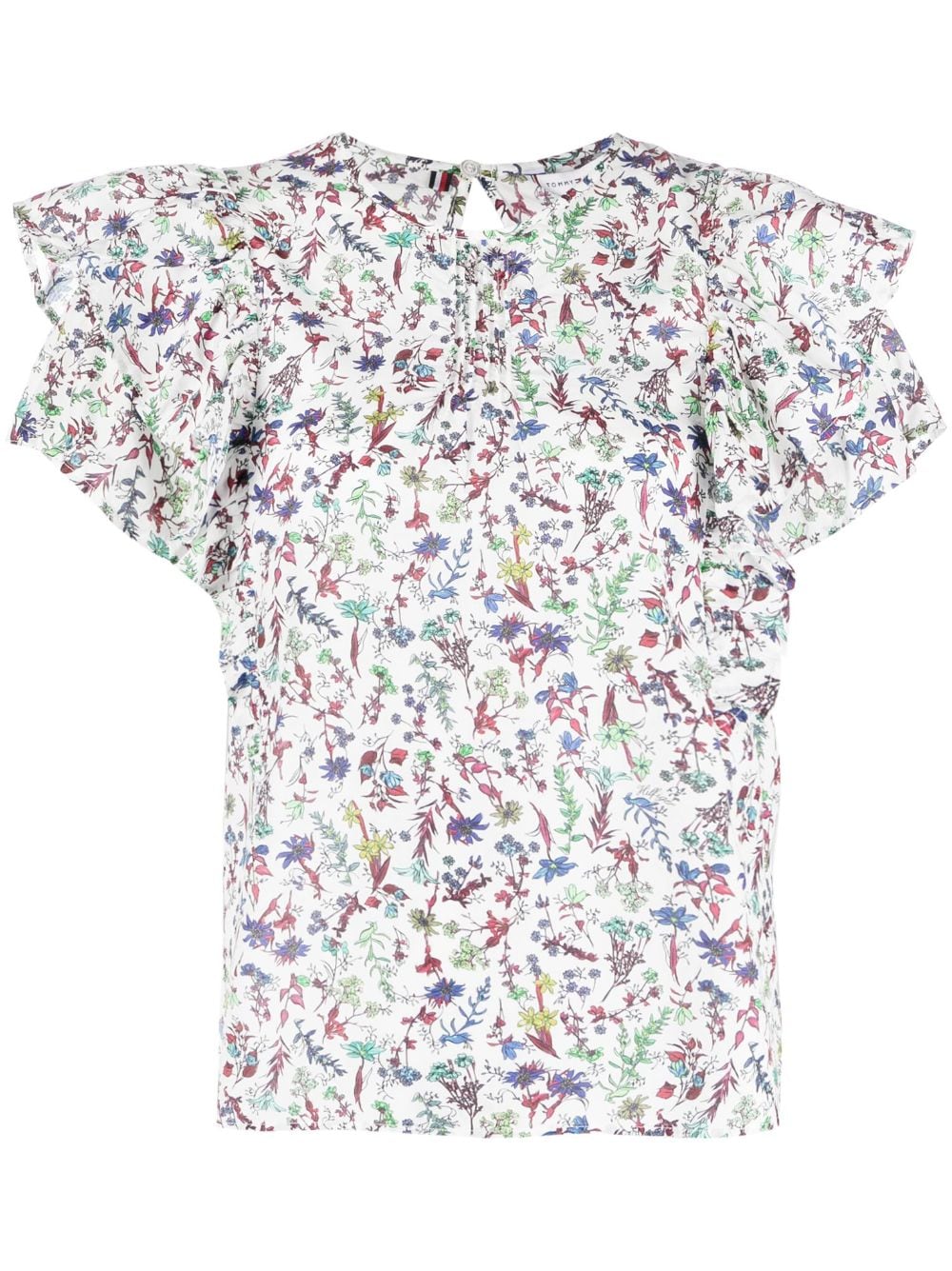 Tommy Hilfiger floral-print cotton-blend blouse - White von Tommy Hilfiger