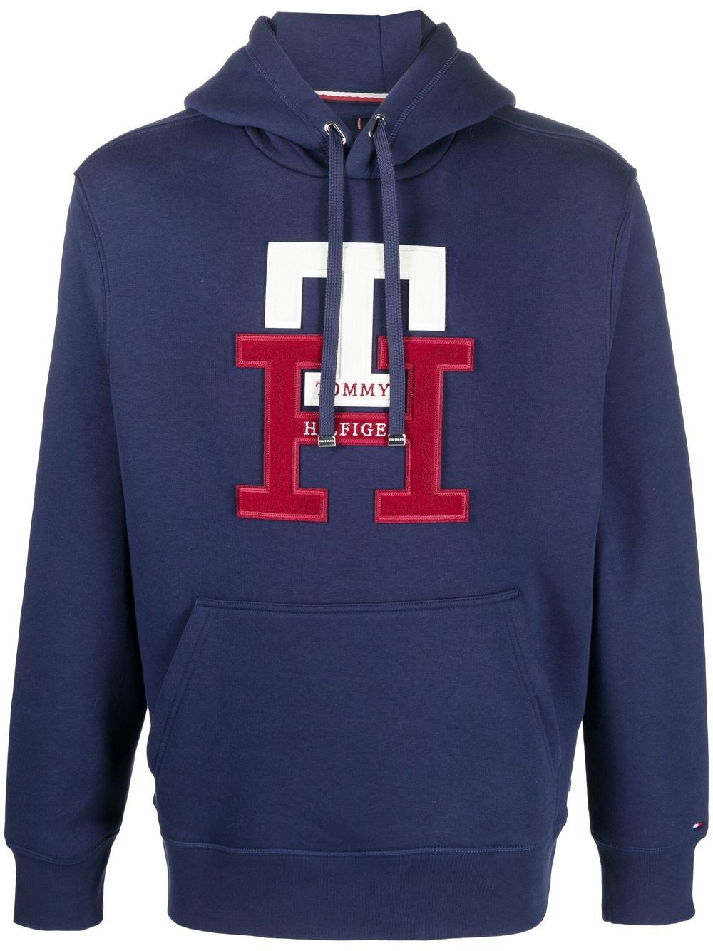 Tommy Hilfiger logo-appliqué cotton-blend hoodie - Blue von Tommy Hilfiger