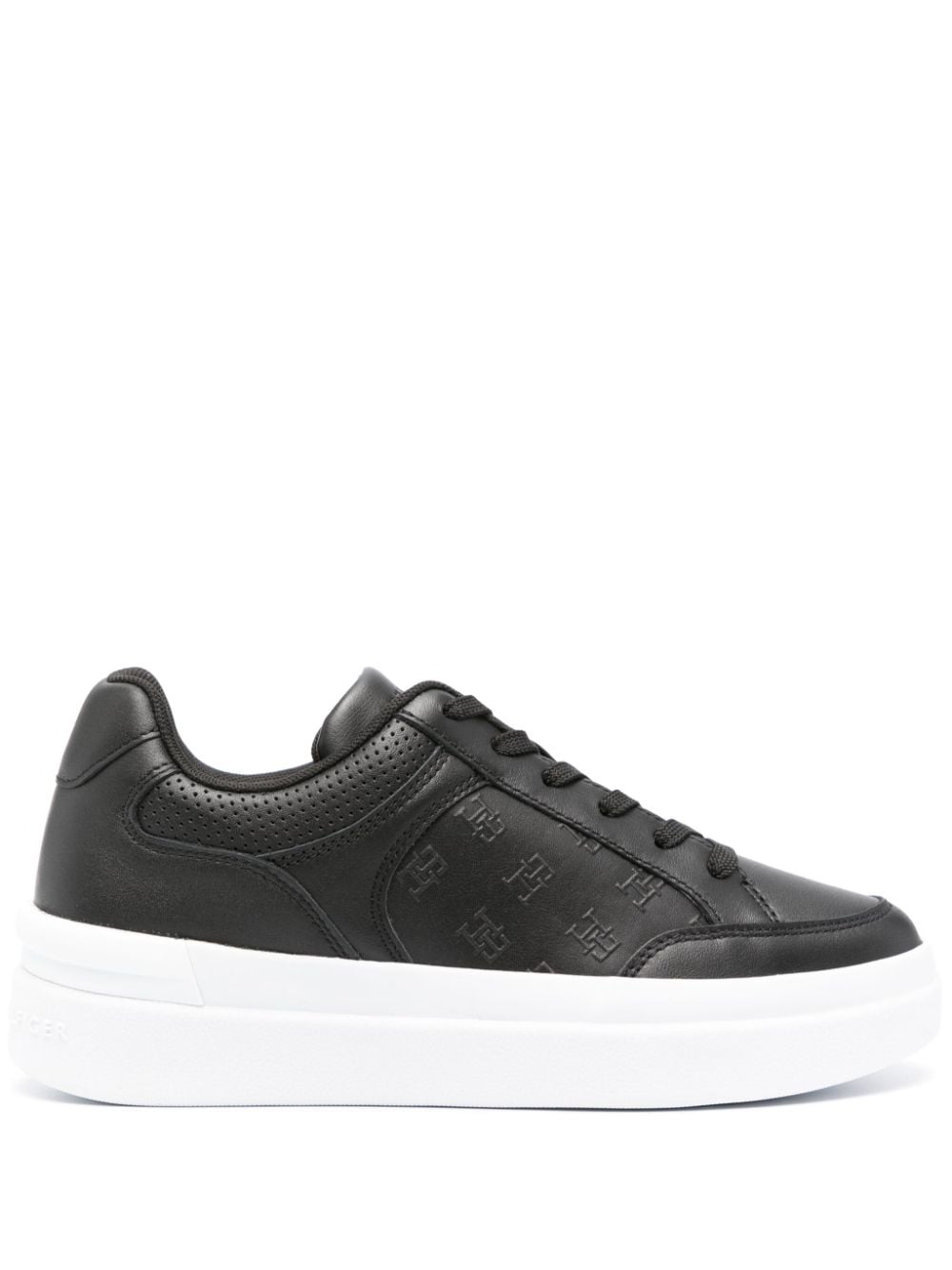 Tommy Hilfiger logo-embossed leather sneakers - Black von Tommy Hilfiger