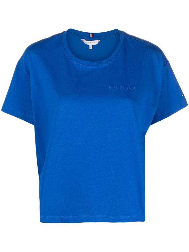 Tommy Hilfiger logo-embroidered cotton T-shirt - Blue von Tommy Hilfiger