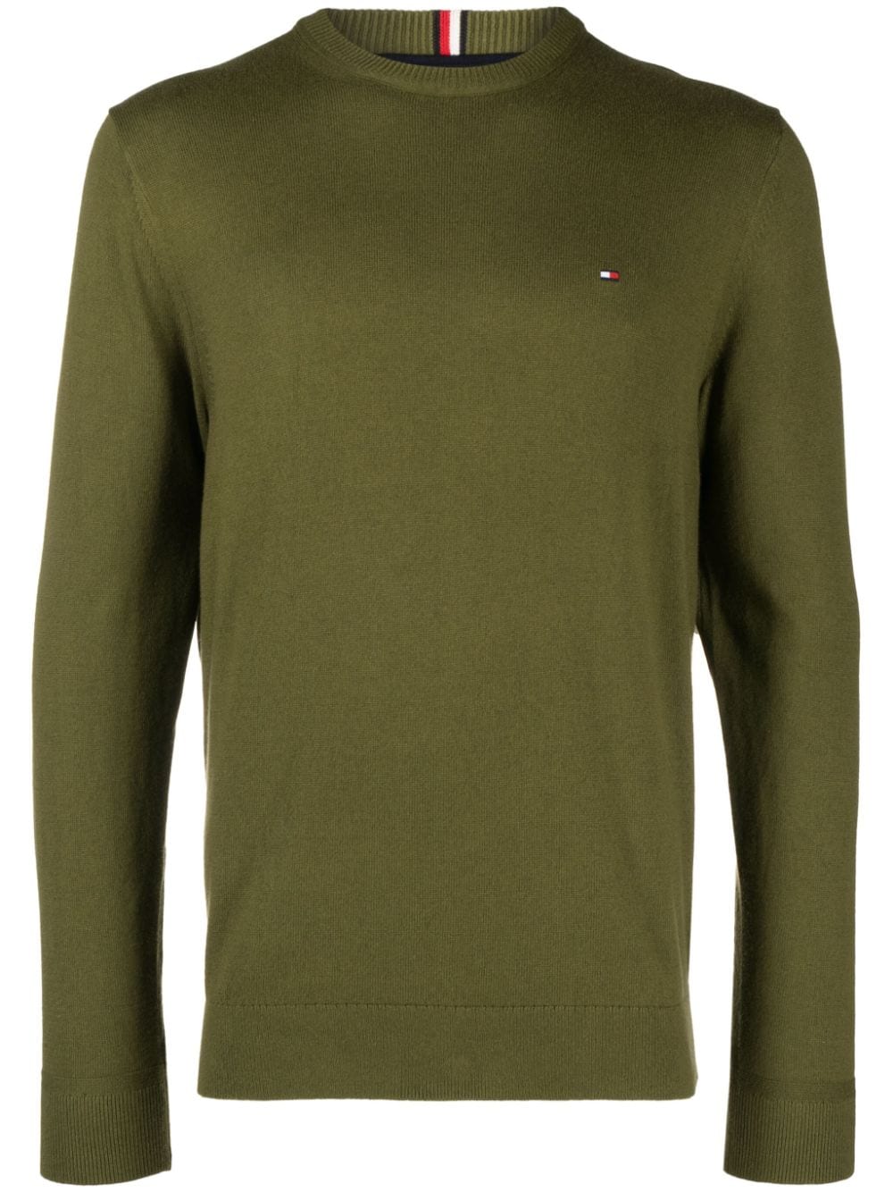 Tommy Hilfiger logo-embroidered cotton-blend jumper - Green von Tommy Hilfiger