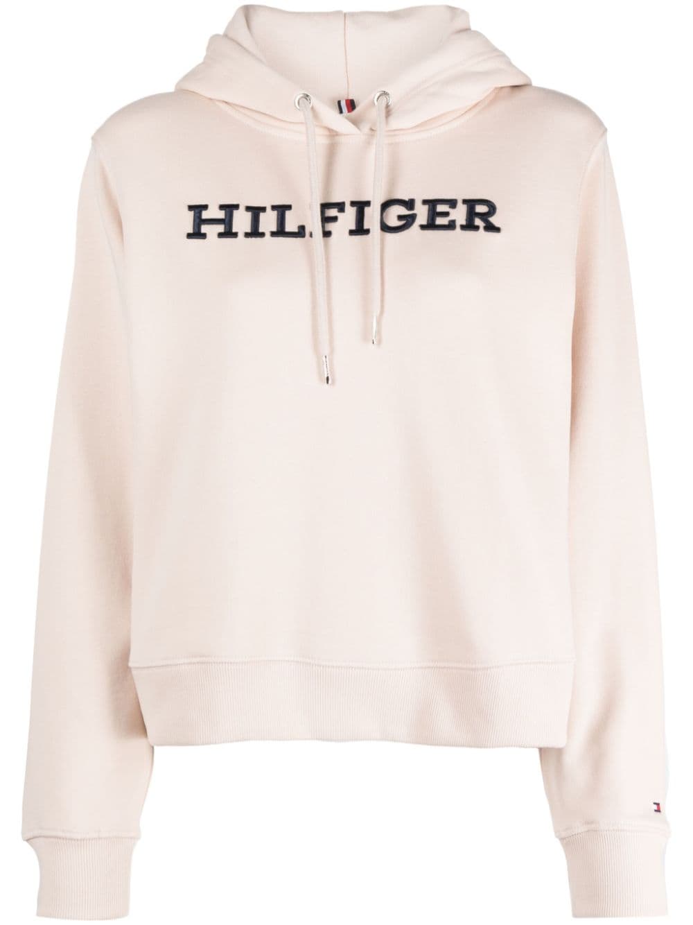 Tommy Hilfiger logo-embroidered cotton hoodie - Neutrals von Tommy Hilfiger