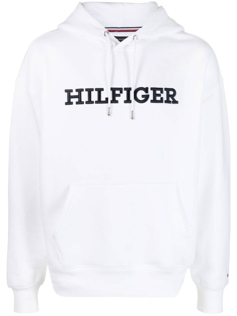 Tommy Hilfiger logo-embroidered drawstring hoodie - White von Tommy Hilfiger