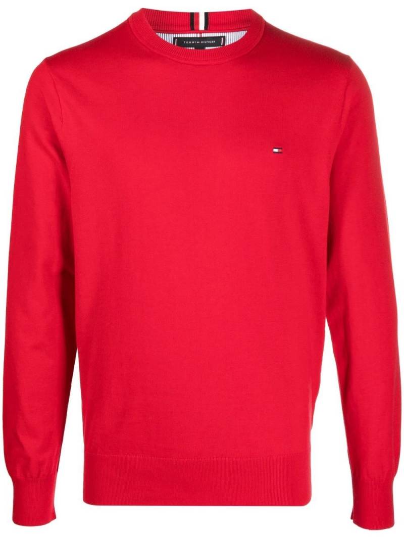 Tommy Hilfiger logo-embroidered fine-knit jumper von Tommy Hilfiger