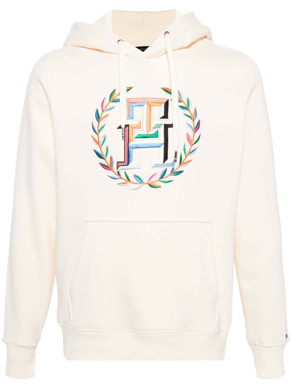 Tommy Hilfiger logo-embroidered knitted hoodie - Neutrals von Tommy Hilfiger