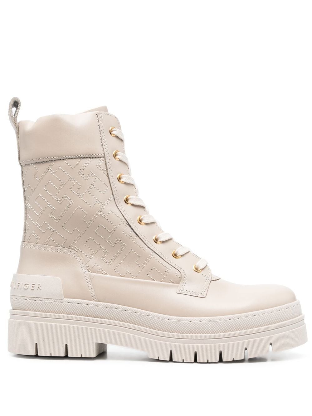 Tommy Hilfiger logo-embroidered lace-up boots - Neutrals von Tommy Hilfiger