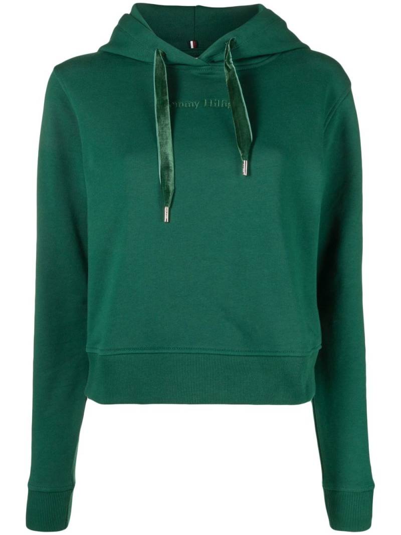 Tommy Hilfiger logo-embroidered long-sleeve hoodie - Green von Tommy Hilfiger