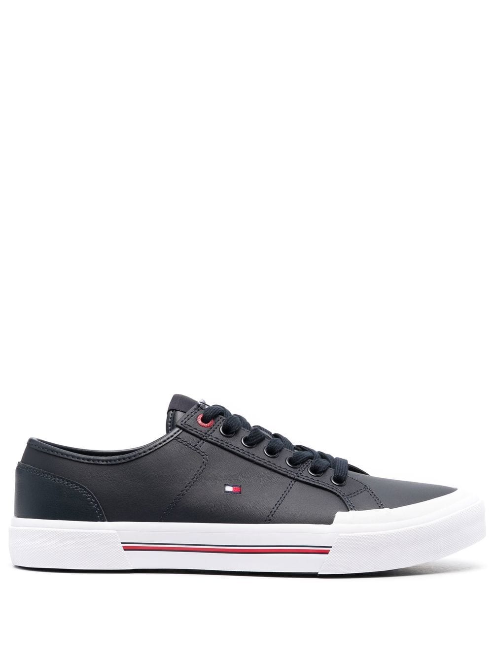 Tommy Hilfiger logo-embroidered low-top leather sneakers - Blue von Tommy Hilfiger