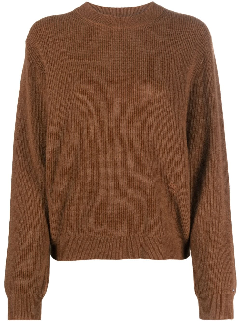 Tommy Hilfiger logo-embroidered ribbed jumper - Brown von Tommy Hilfiger