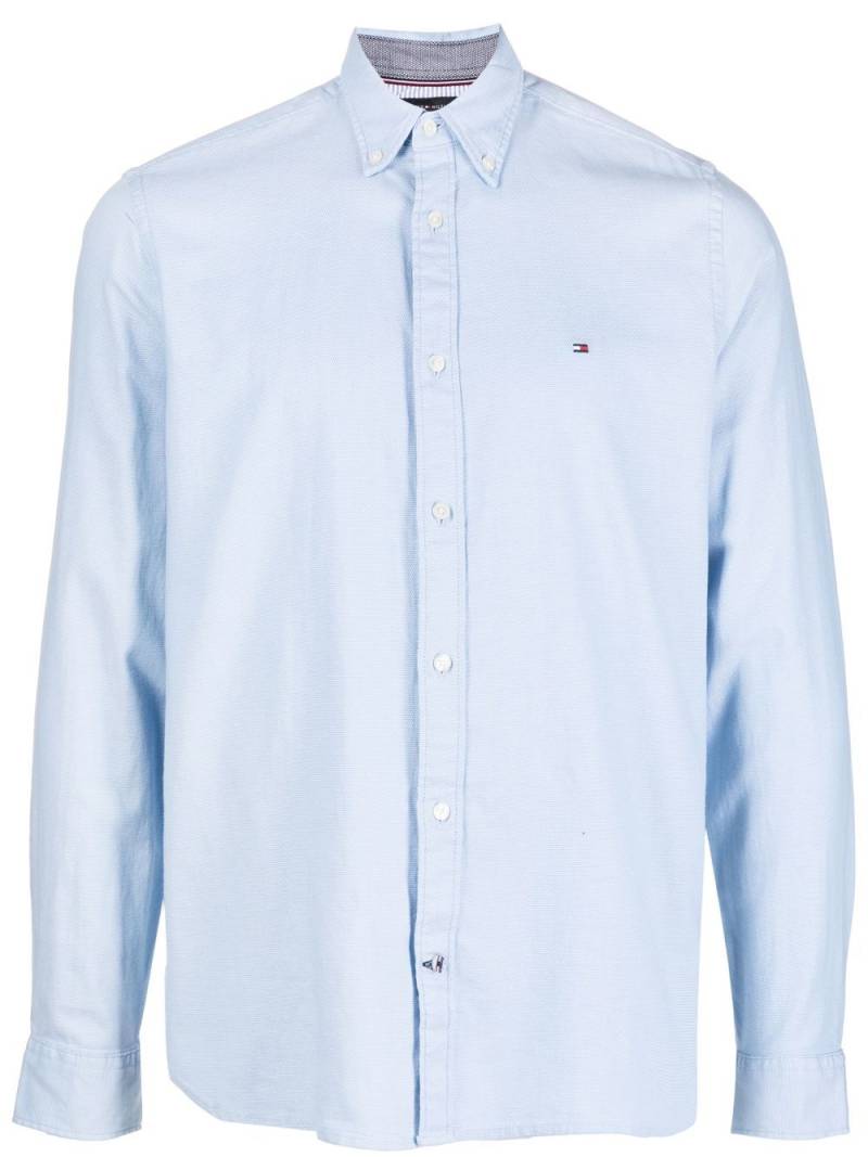 Tommy Hilfiger logo-embroidery stretch-cotton shirt - Blue von Tommy Hilfiger