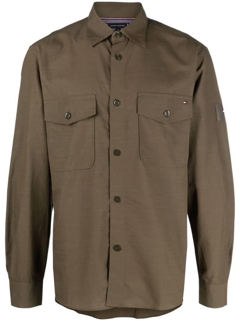 Tommy Hilfiger logo-patch button-up shirt - Green von Tommy Hilfiger