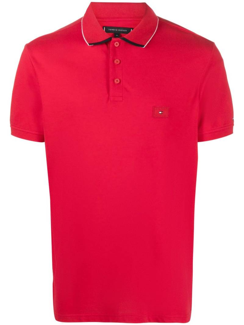 Tommy Hilfiger logo-patch cotton polo shirt - Red von Tommy Hilfiger