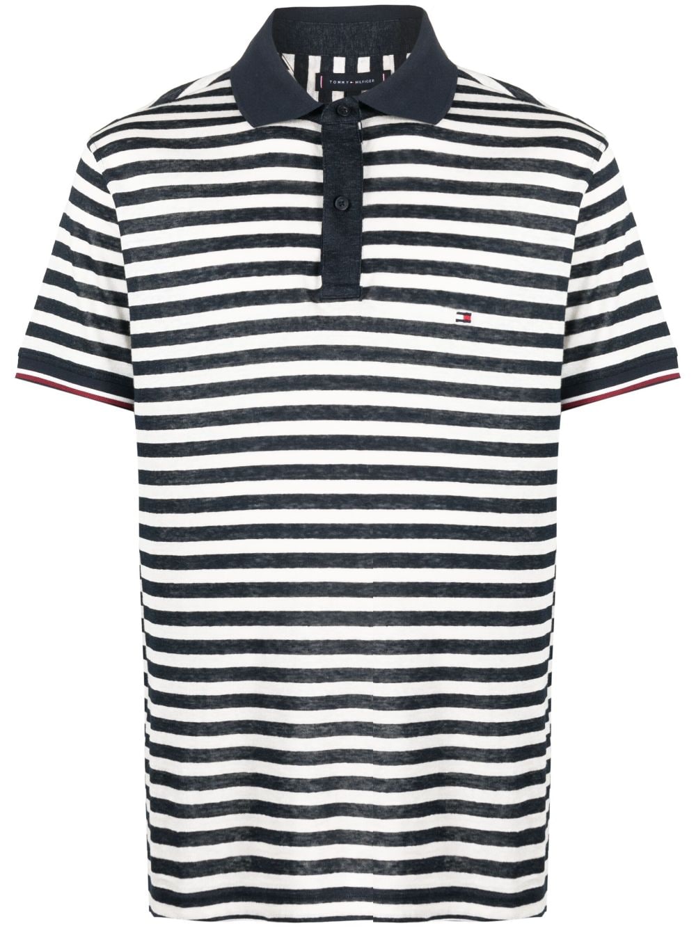 Tommy Hilfiger logo-patch striped polo shirt - White von Tommy Hilfiger