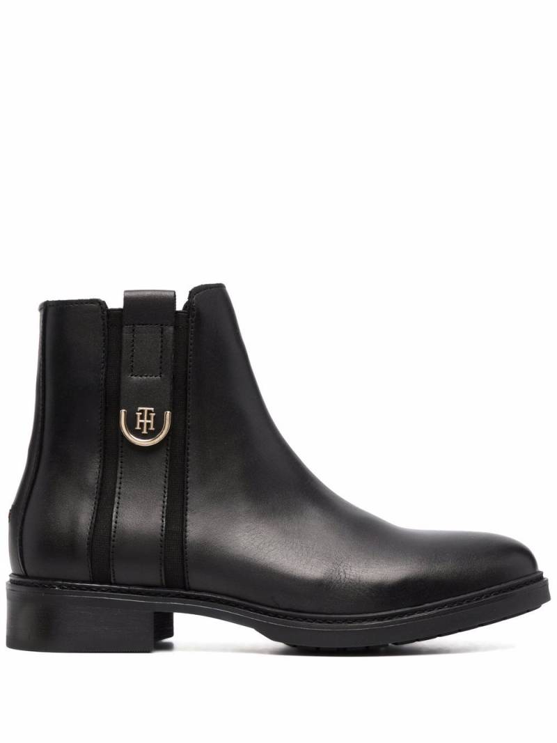 Tommy Hilfiger logo-plaque leather ankle boots - Black von Tommy Hilfiger