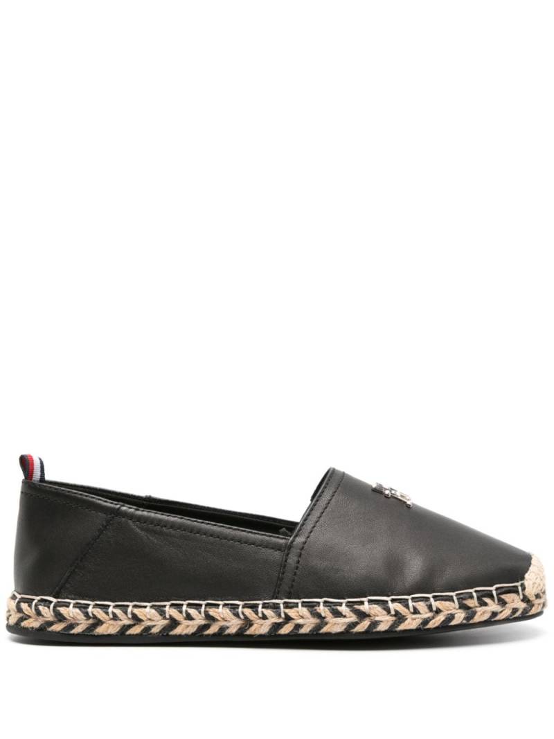 Tommy Hilfiger logo-plaque leather espadrilles - Black von Tommy Hilfiger