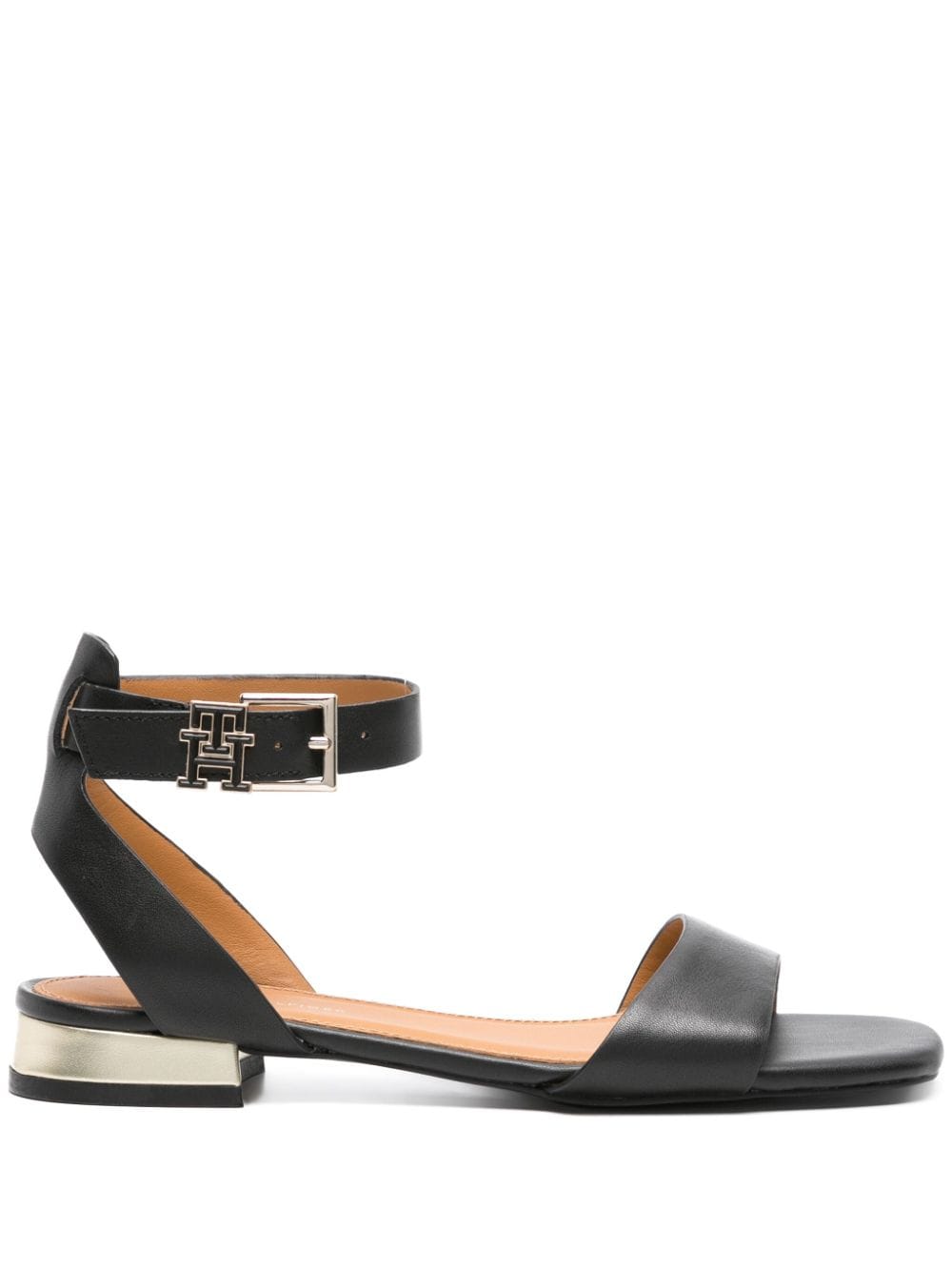 Tommy Hilfiger logo-plaque leather sandals - Black von Tommy Hilfiger