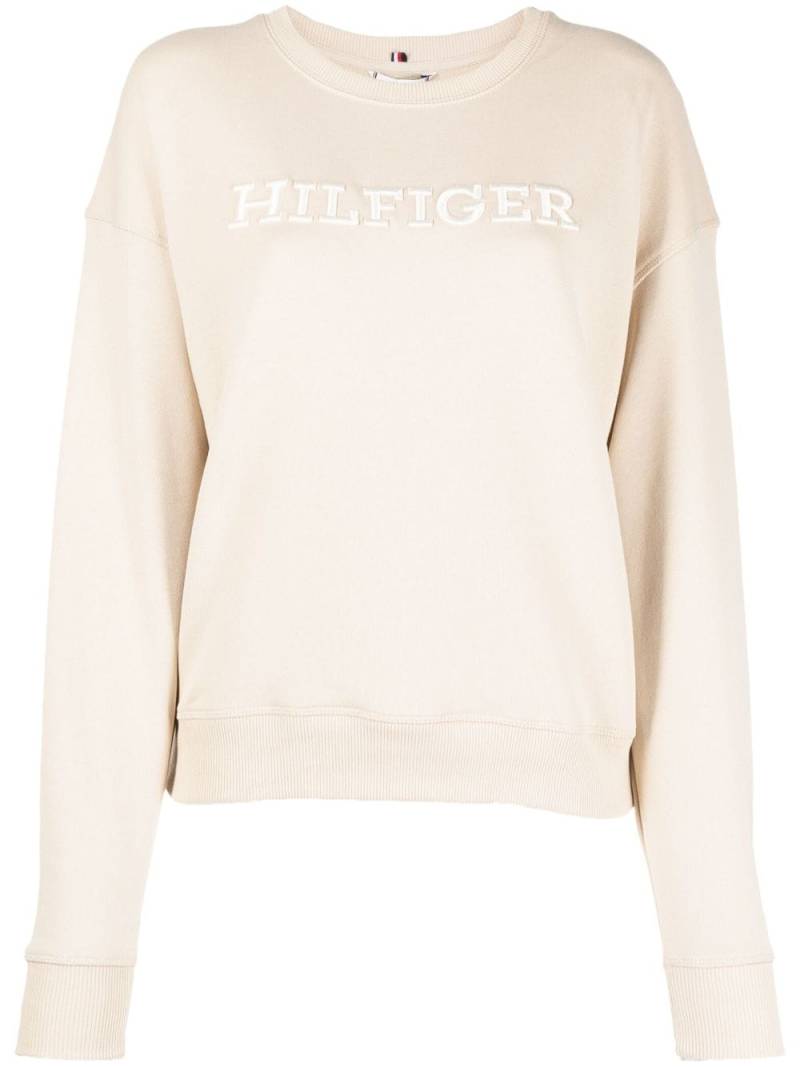 Tommy Hilfiger logo-print cotton sweatshirt - Neutrals von Tommy Hilfiger