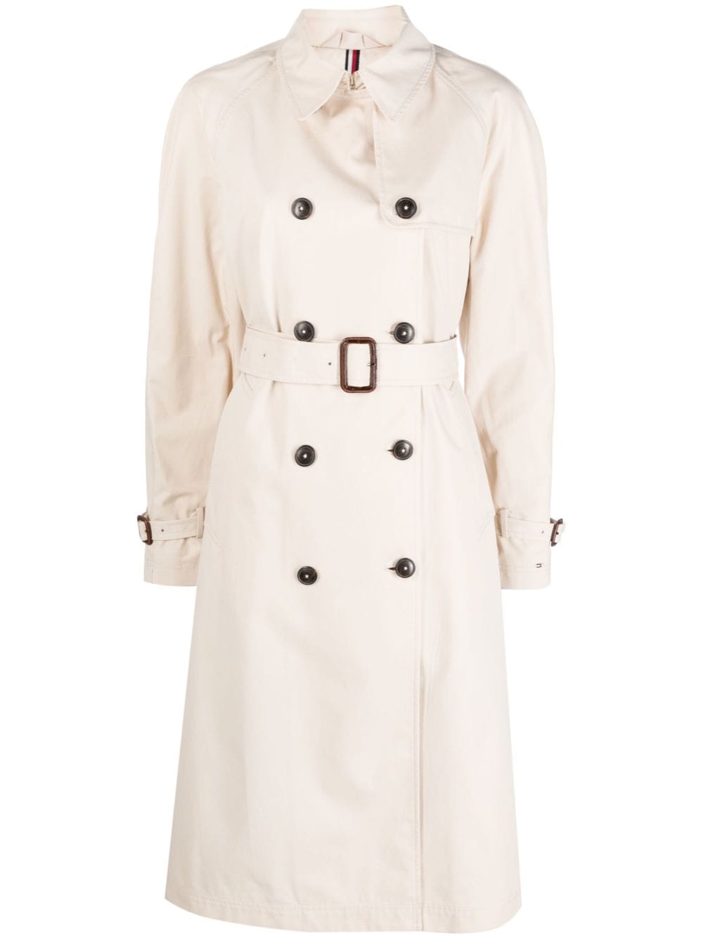 Tommy Hilfiger long-sleeved cotton double-breasted trenchcoat - Neutrals von Tommy Hilfiger