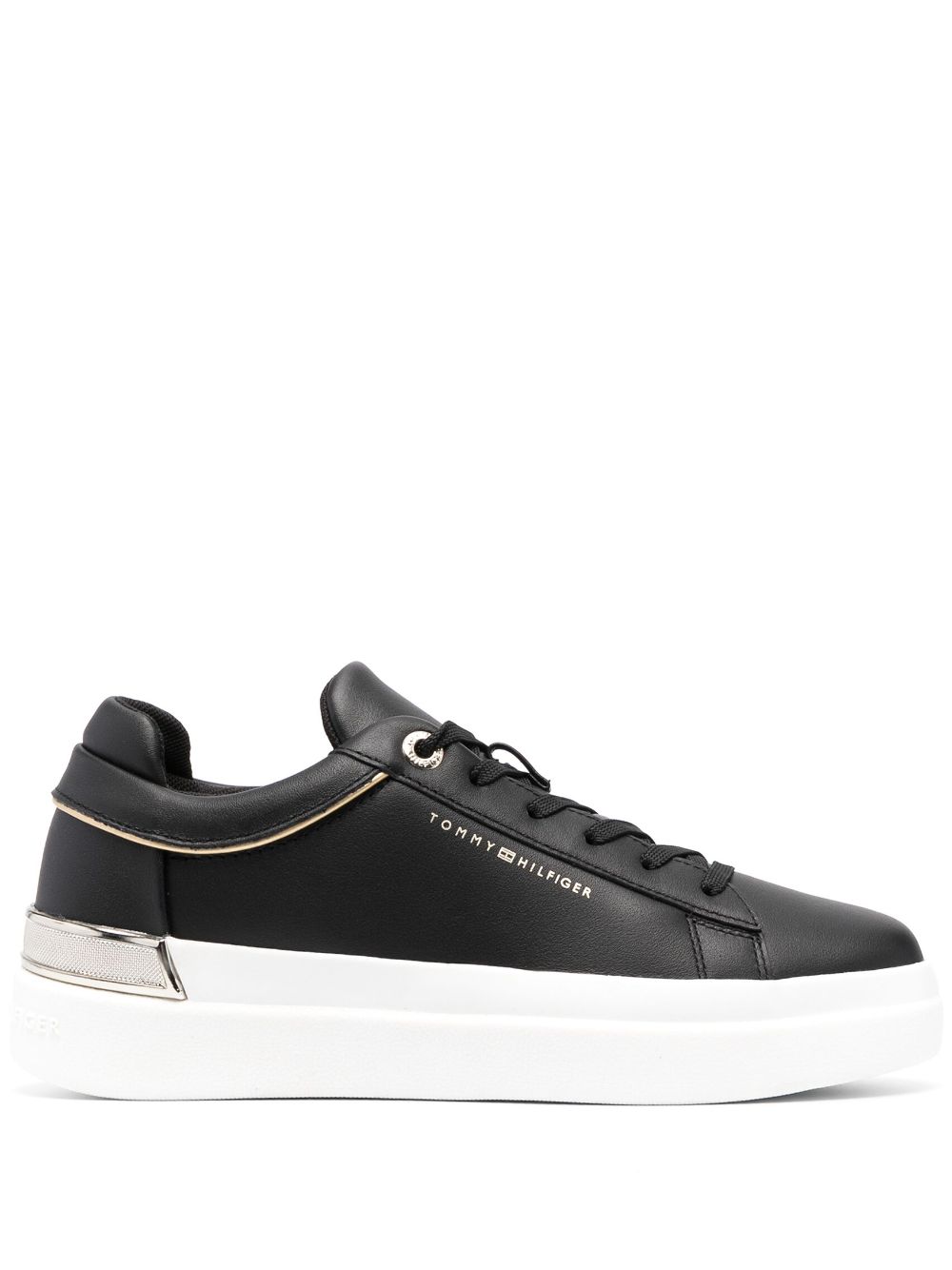 Tommy Hilfiger metallic-detail leather sneakers - Black von Tommy Hilfiger