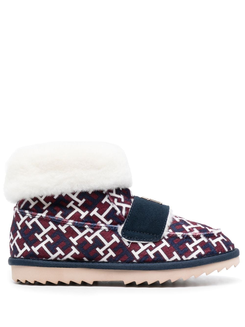 Tommy Hilfiger monogram fleece-trim slippers - Red von Tommy Hilfiger