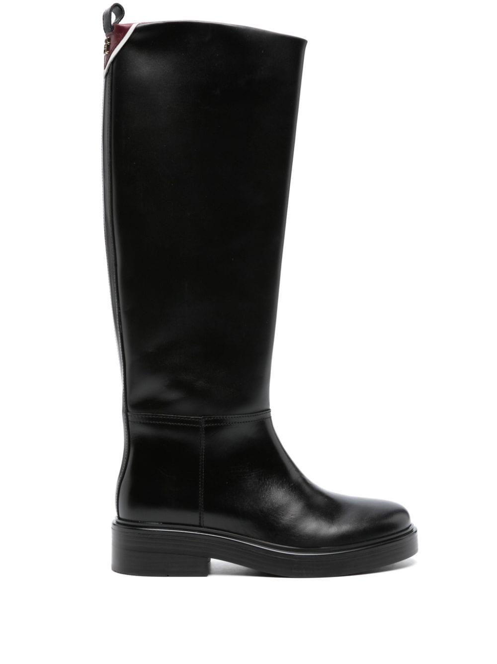 Tommy Hilfiger monogram-plaque leather knee-high boots - Black von Tommy Hilfiger