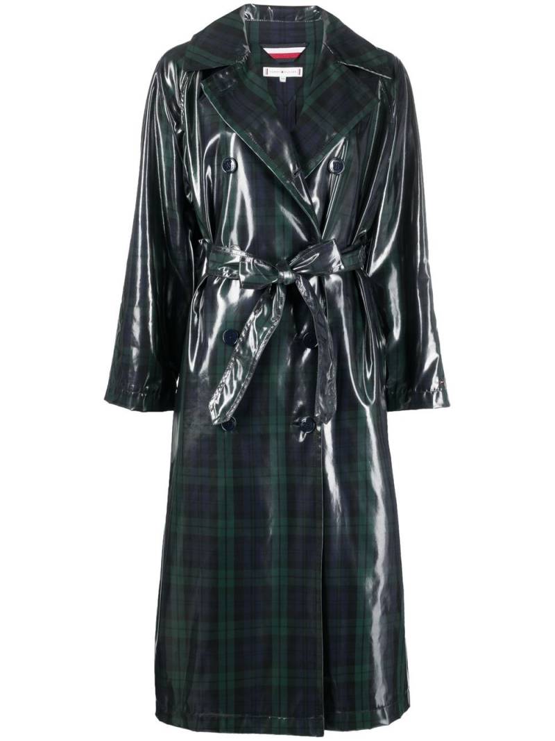 Tommy Hilfiger tartan-print trench coat - Green von Tommy Hilfiger