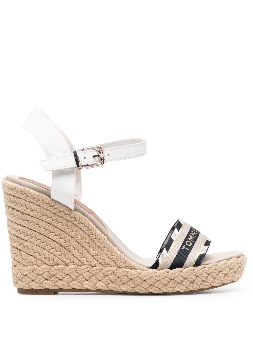 Tommy Hilfiger webbing high-wedge heel sandals - White von Tommy Hilfiger