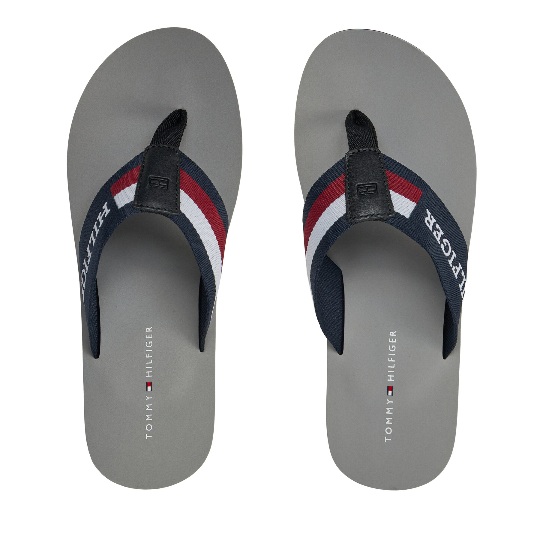 Zehentrenner Tommy Hilfiger Corporate Monotype Beach Sandal FM0FM04913 Antique Silver PRT von Tommy Hilfiger