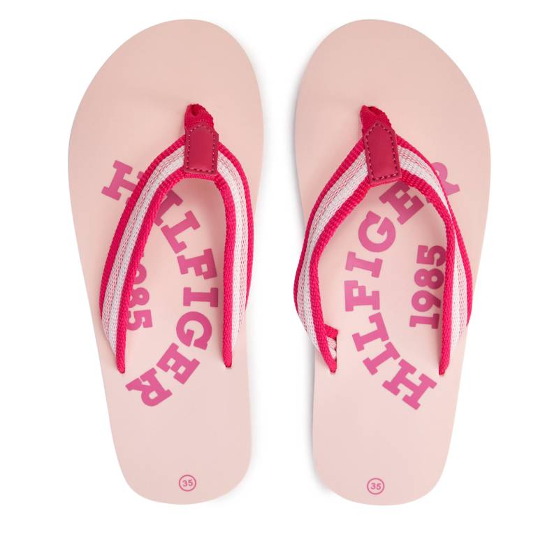 Zehentrenner Tommy Hilfiger Logo Print Flip Flop T3A8-33294-0058 S Multipink 720 von Tommy Hilfiger