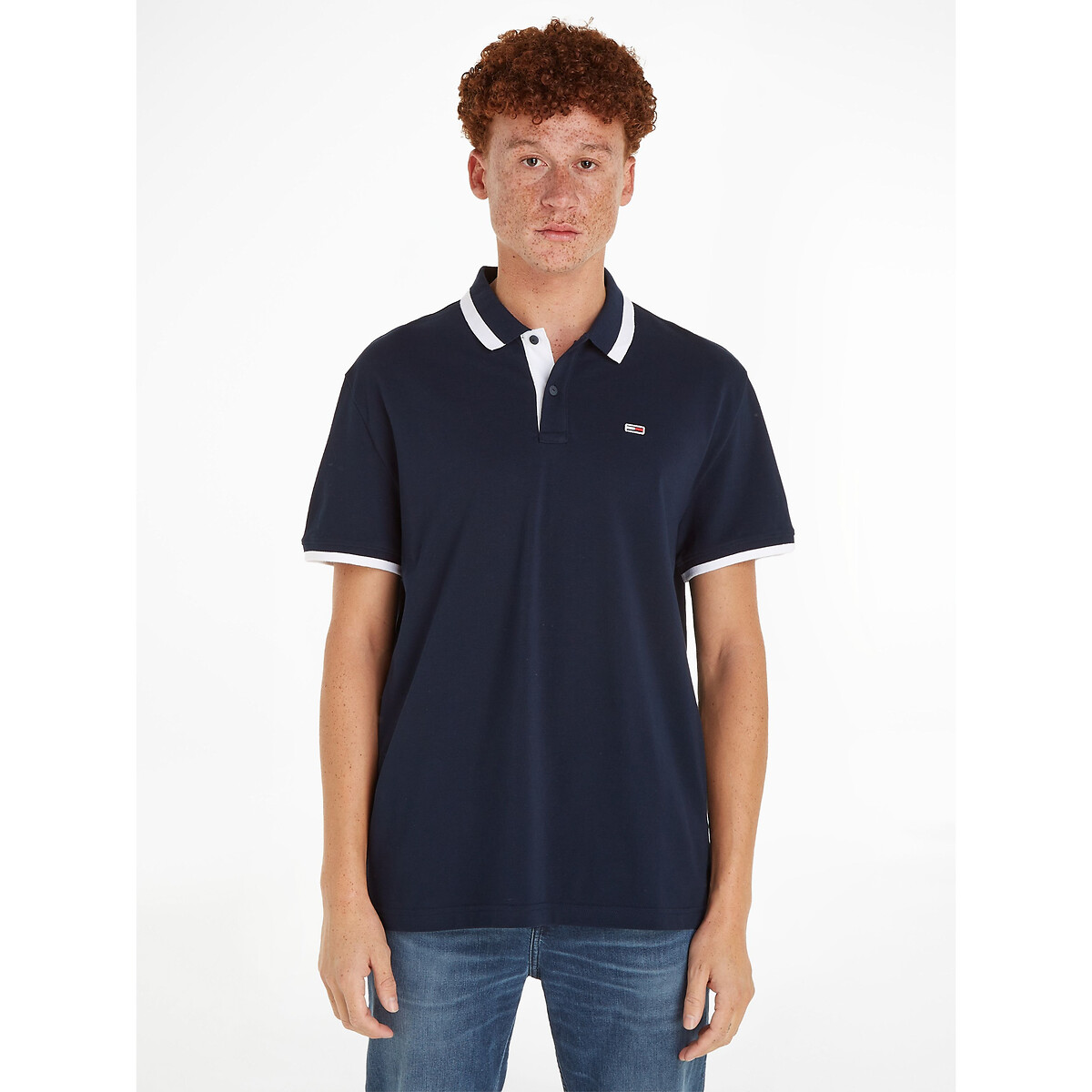 Kurzärmeliges Poloshirt mit kontrastierenden Bündchen von Tommy Jeans