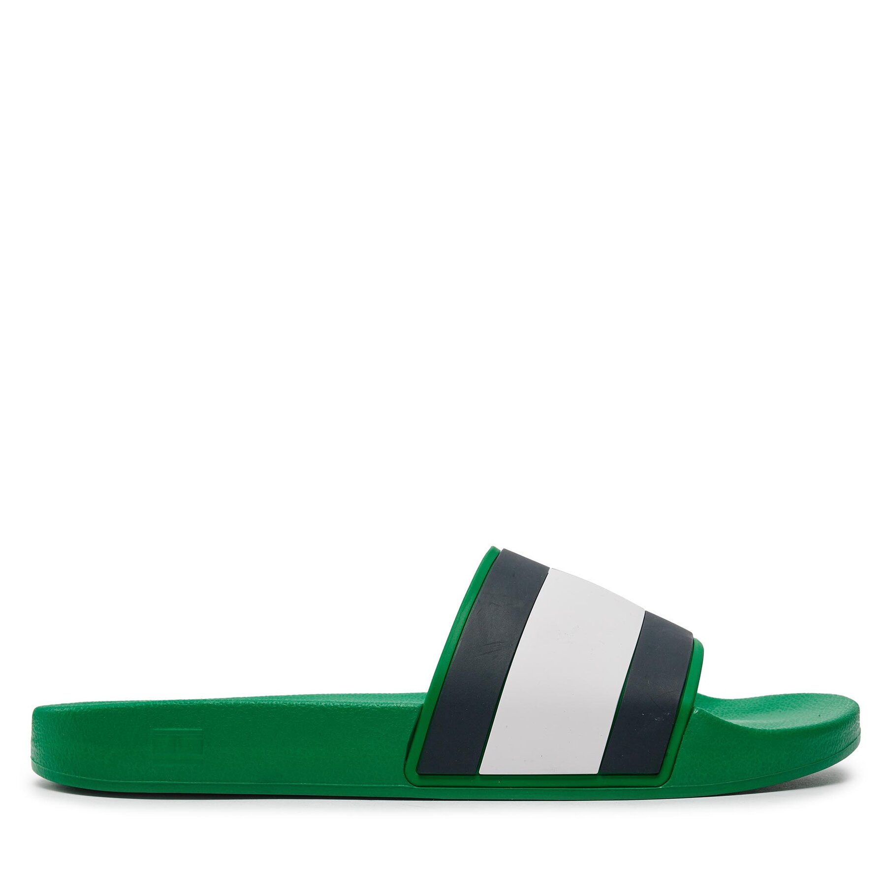 Pantoletten Tommy Jeans Rubber Th Flag Pool Slide FM0FM04263 Olympic Green L4B von Tommy Jeans