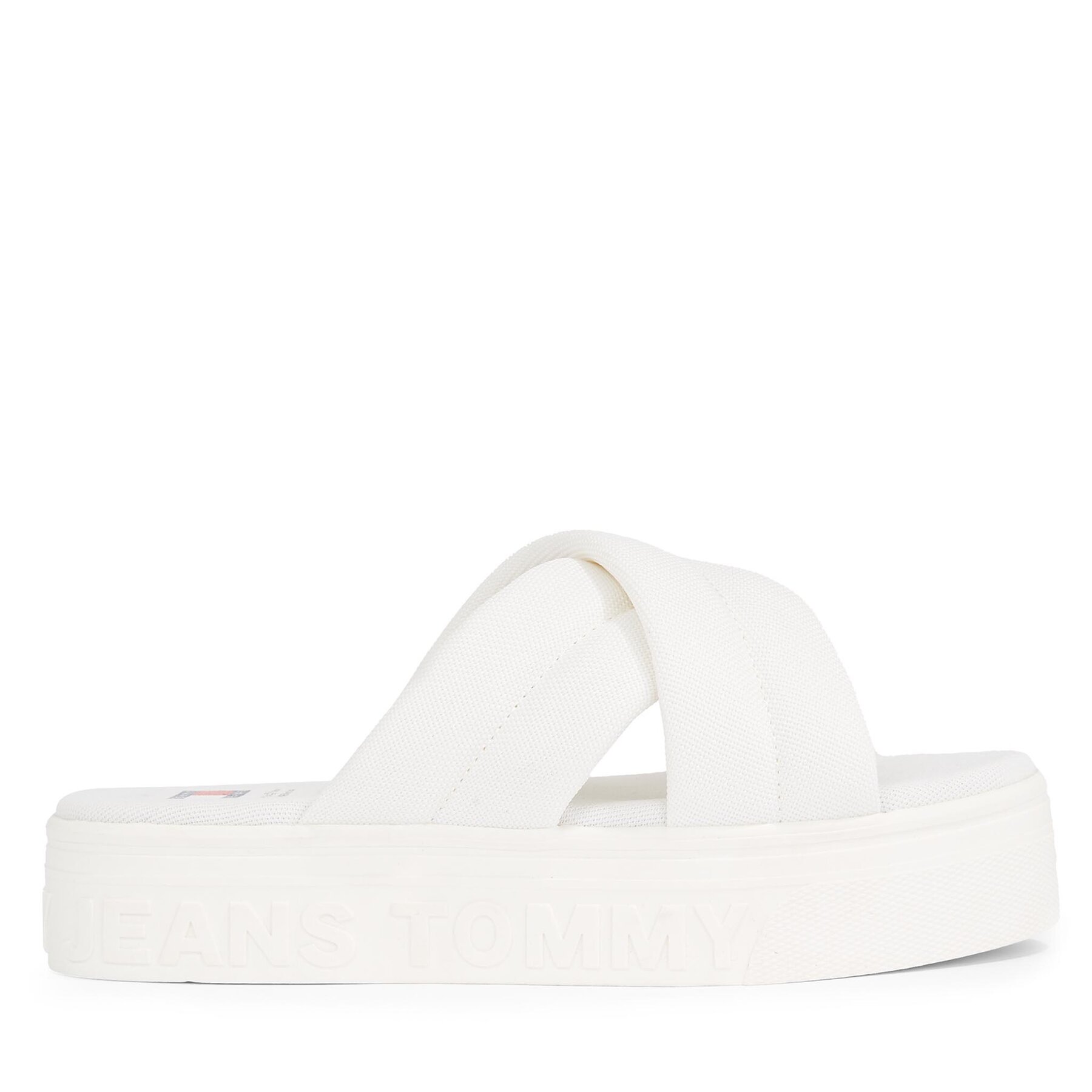 Pantoletten Tommy Jeans Tjw Lettering Flatform Sandal EN0EN02465 Ecru YBL von Tommy Jeans