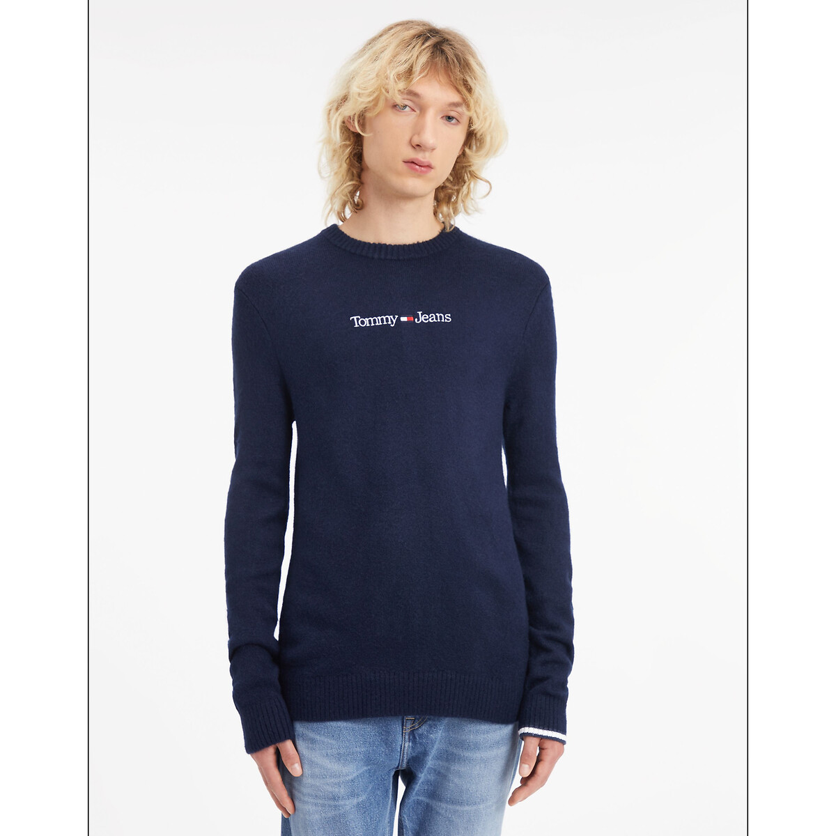 Pullover mit Logo-Stitching, runder Ausschntit von Tommy Jeans