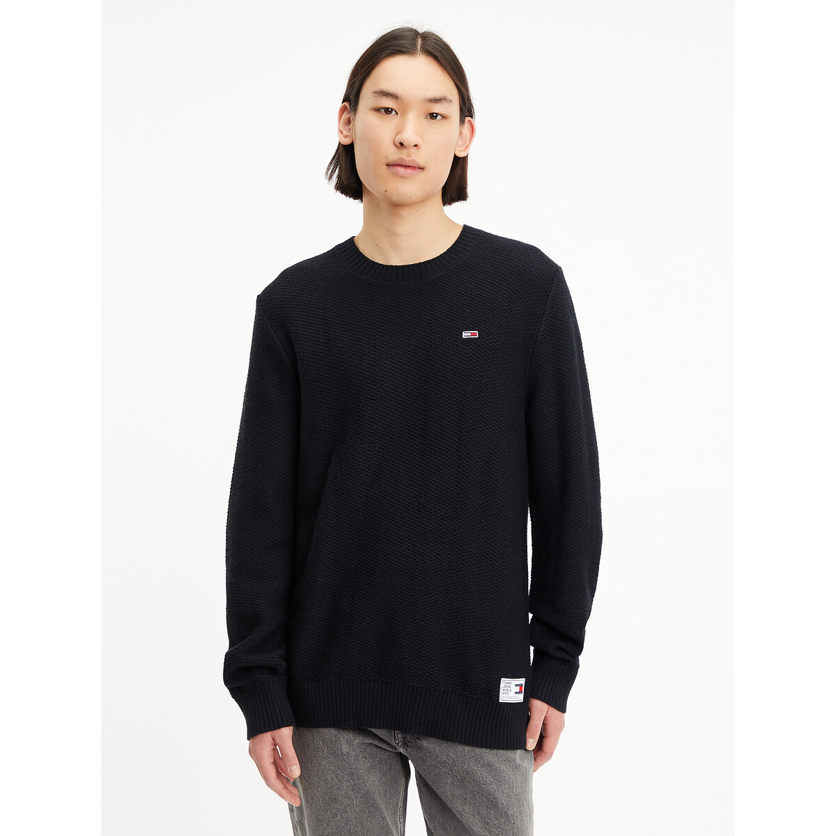 Pullover mit Zopfmuster, schwarz von Tommy Jeans