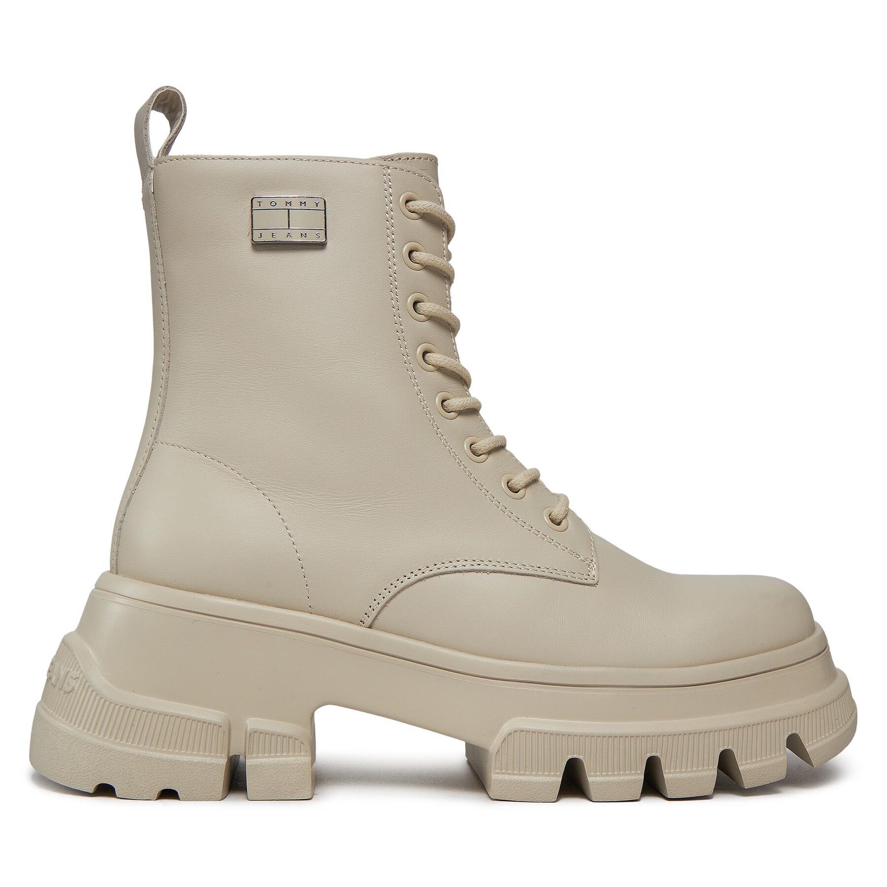 Schnürstiefeletten Tommy Jeans Tjw Chunky Leather Boot EN0EN02503 Bleached Stone AEV von Tommy Jeans