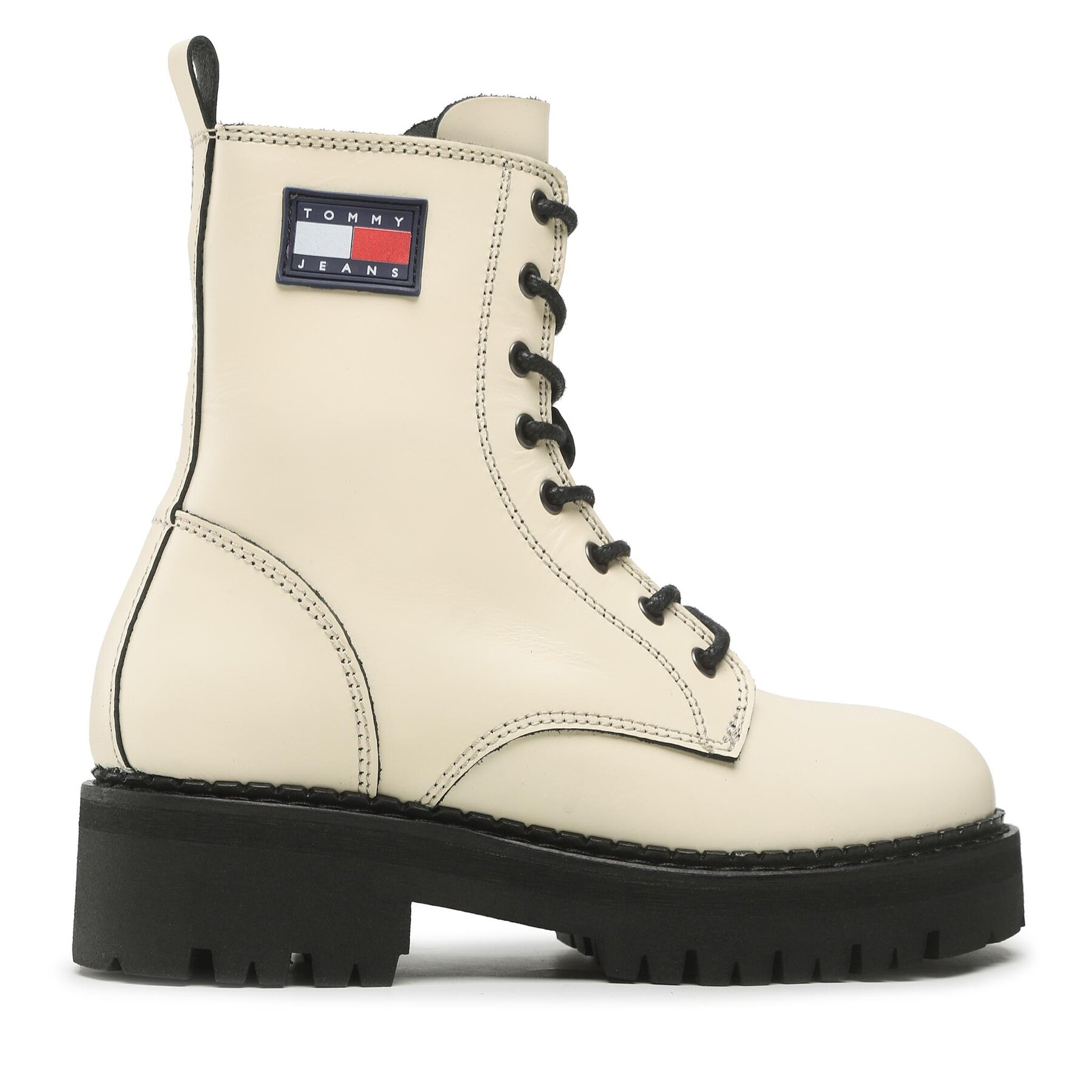 Schnürstiefeletten Tommy Jeans Urban Tommy Jeans Piping Boot EN0EN01997 Ivory YBI von Tommy Jeans