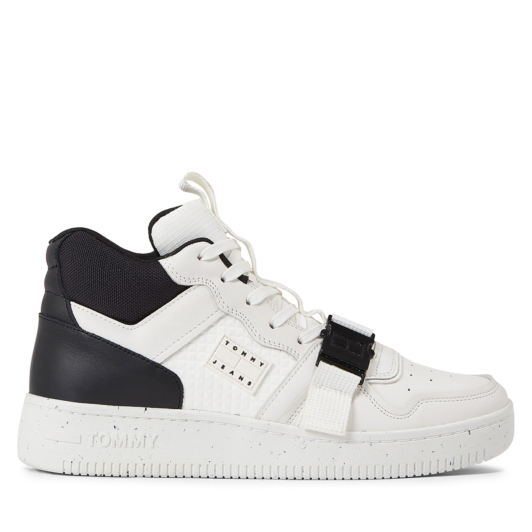 Sneakers Tommy Jeans Tjm Basket Leather Buckle Mid EM0EM01288 Ecru/Black TCR von Tommy Jeans