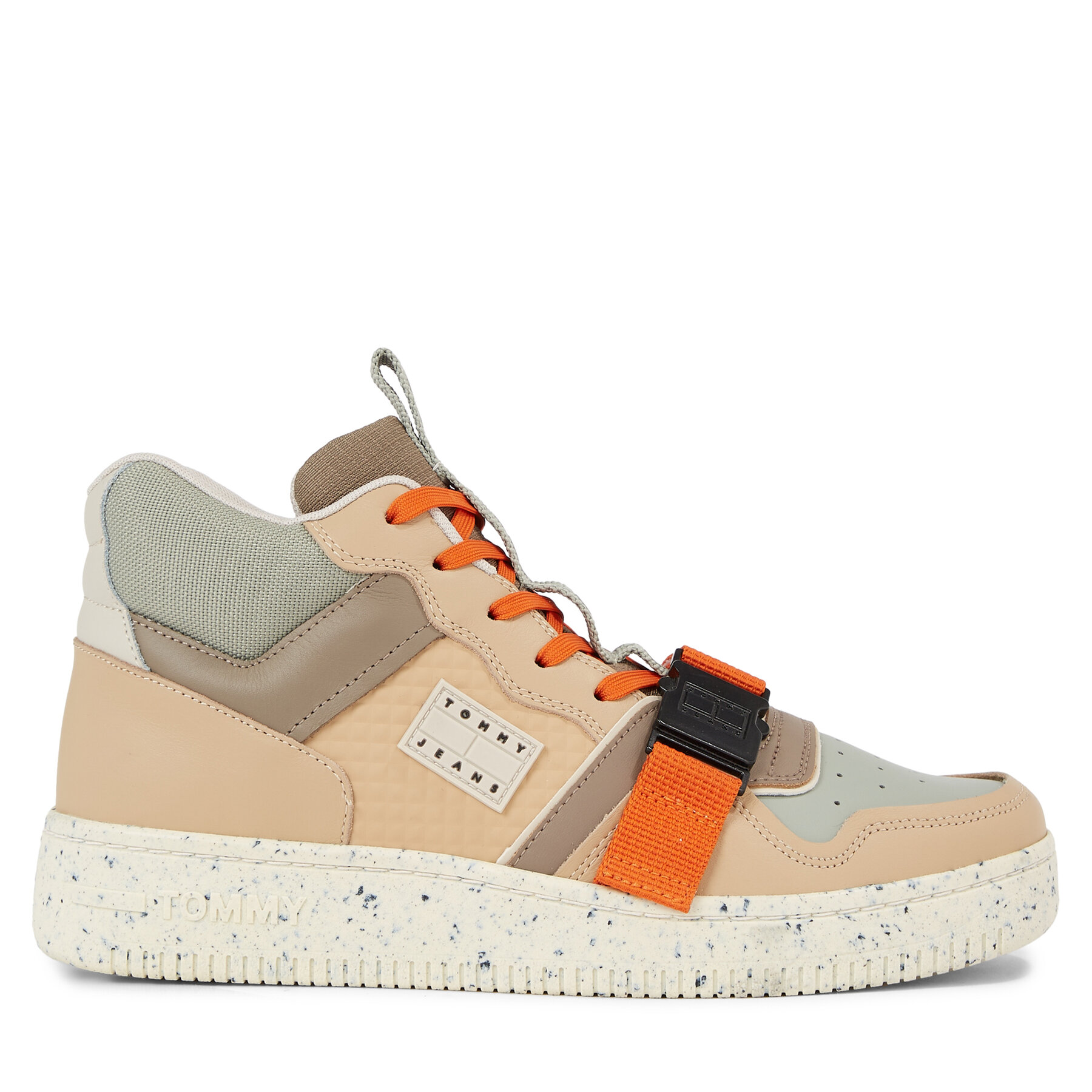 Sneakers Tommy Jeans Tjm Basket Leather Buckle Mid EM0EM01288 Tawny Sand/ Earth/ Faded Willow AB0 von Tommy Jeans