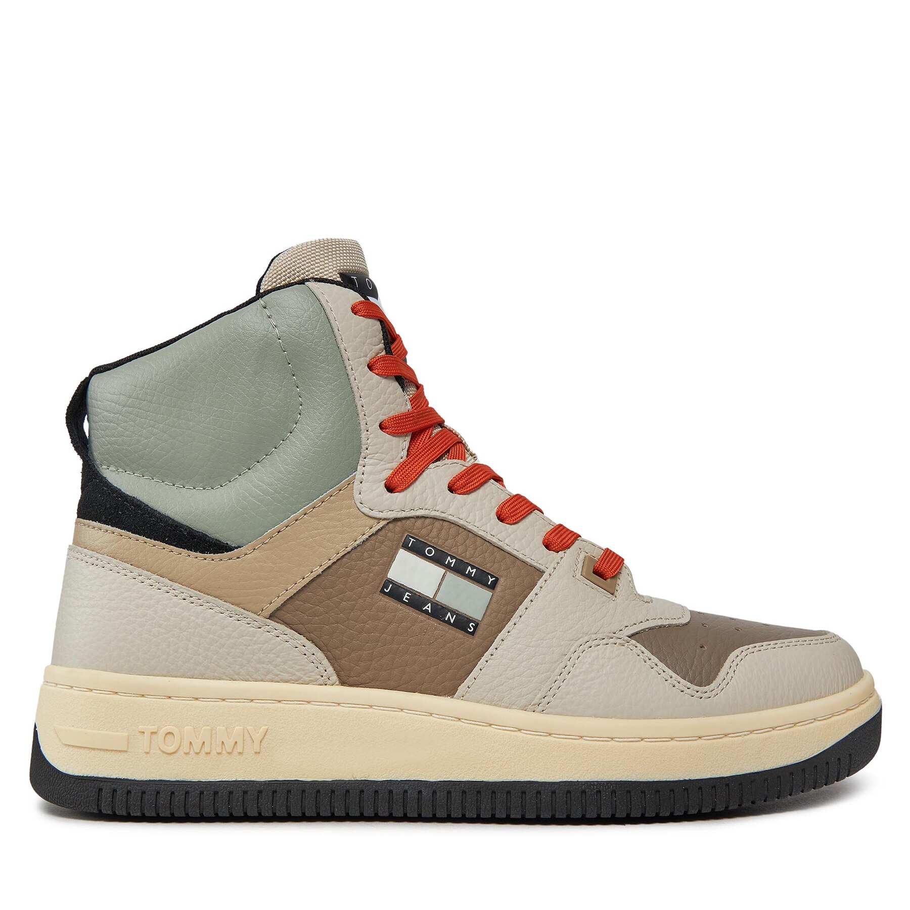 Sneakers Tommy Jeans Tjm Basket Mid Leather EM0EM01258 Bleached Stone AEV von Tommy Jeans