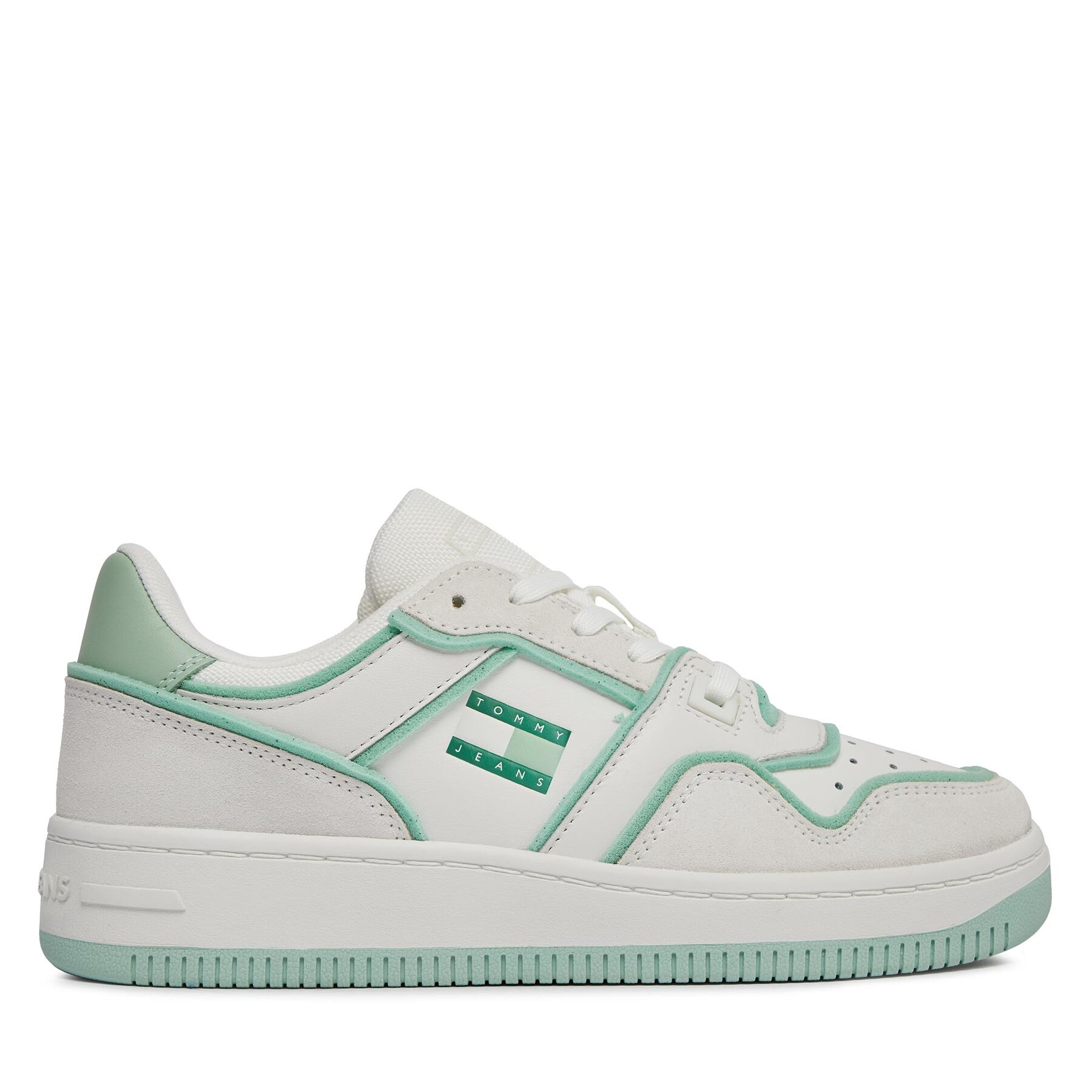 Sneakers Tommy Jeans Tjw Retro Basket Foam Edge EN0EN02420 Ecru / Jadestone Green MAJ von Tommy Jeans