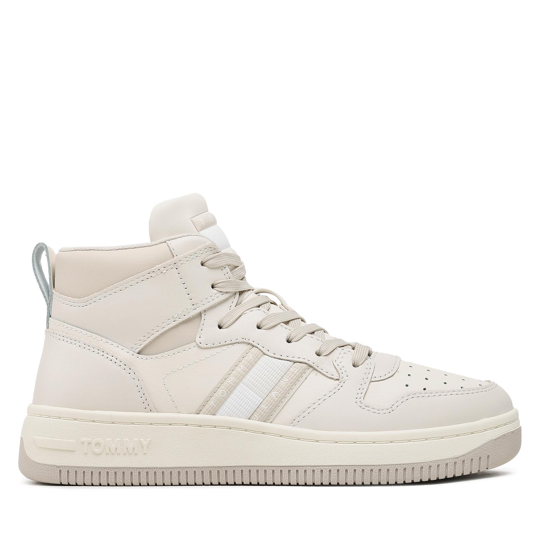 Sneakers Tommy Jeans Tjw Retro Basket Mc Leather Mix EN0EN02205 Ivory/Bleached Stone YBI von Tommy Jeans