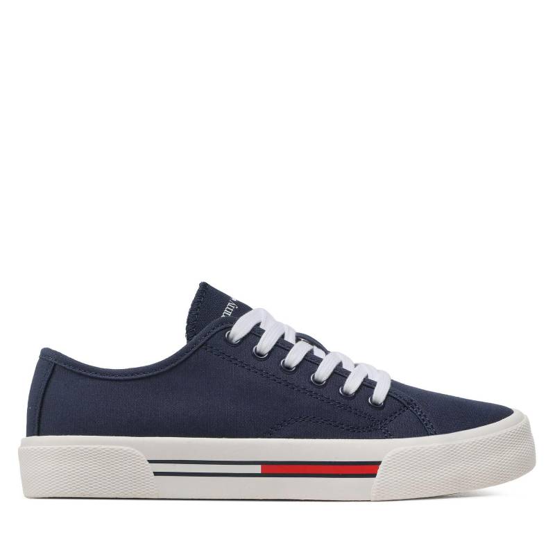 Sneakers aus Stoff Tommy Jeans Low Cut Wmns Canvas EN0EN02085 Dunkelblau von Tommy Jeans