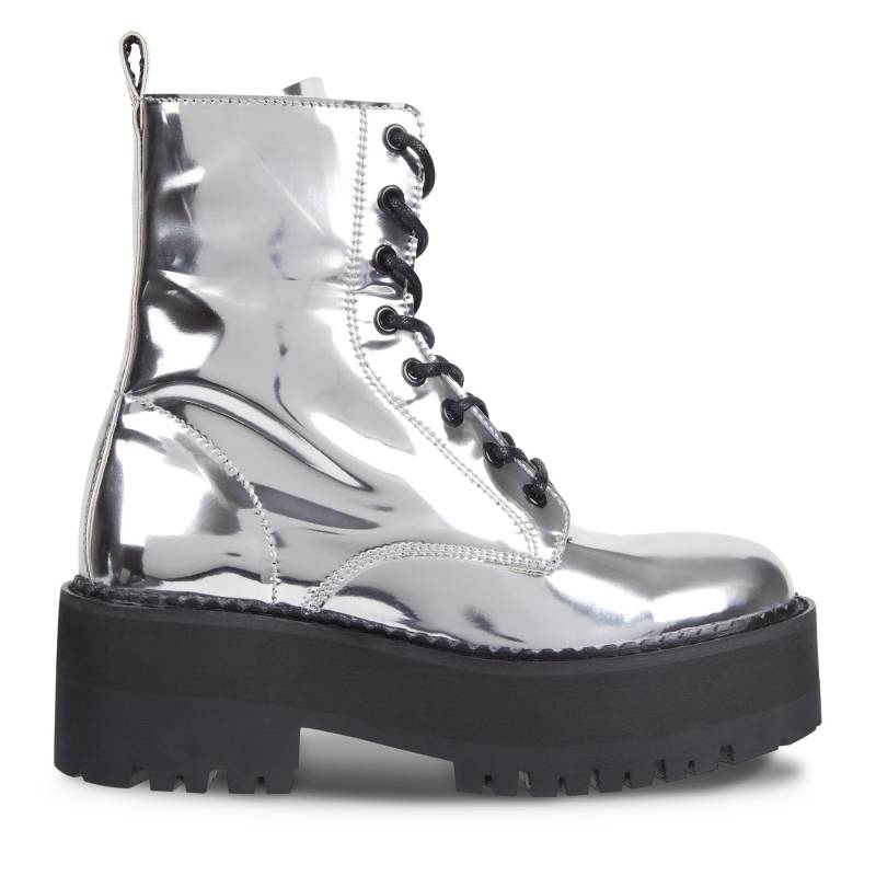 Stiefeletten Tommy Jeans Tjw Flatform Zip Up Metallic EN0EN02403 Silver 0IM von Tommy Jeans