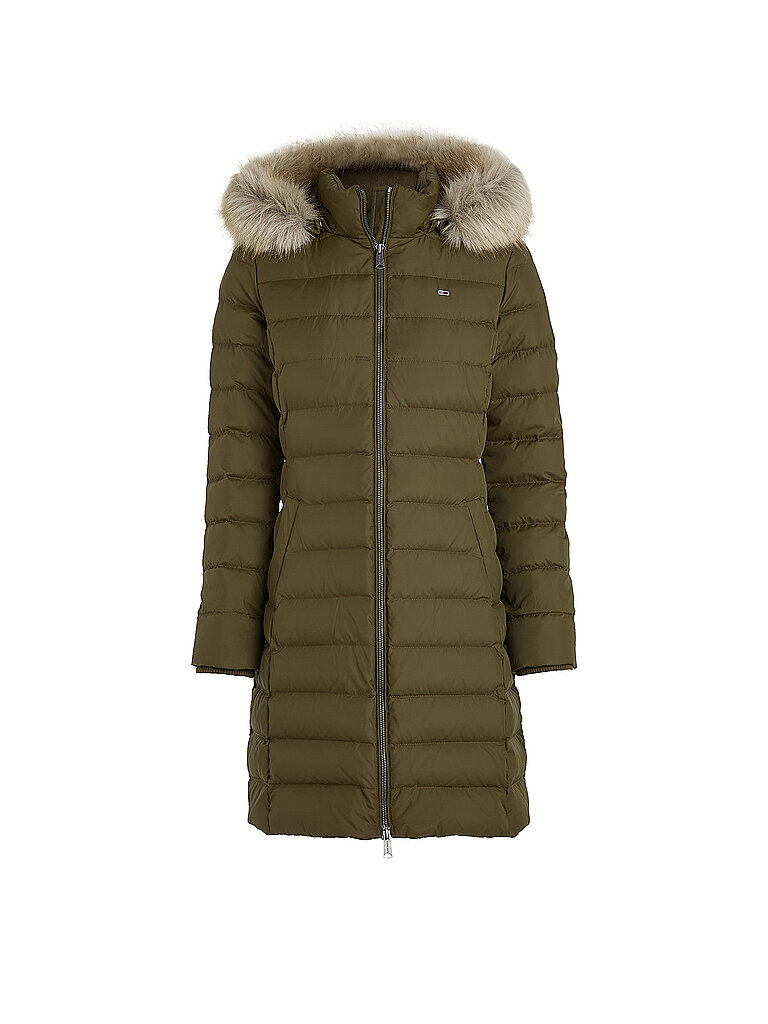 TOMMY JEANS Daunenmantel olive | S von Tommy Jeans