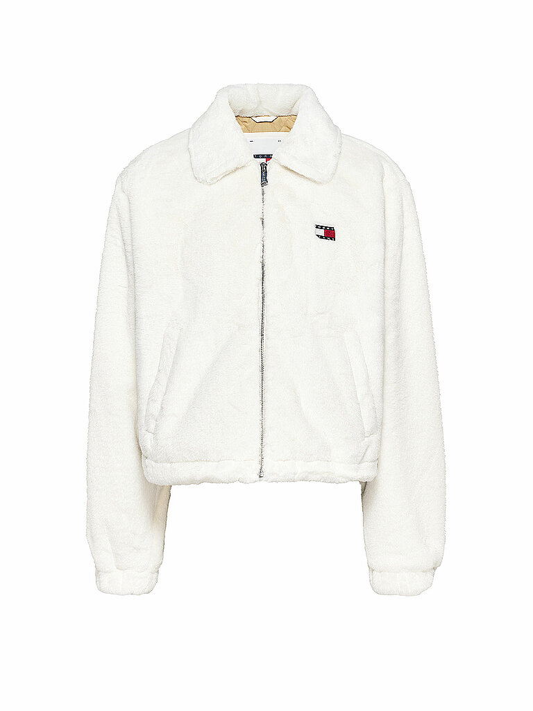 TOMMY JEANS Jacke in Felloptik weiss | M von Tommy Jeans